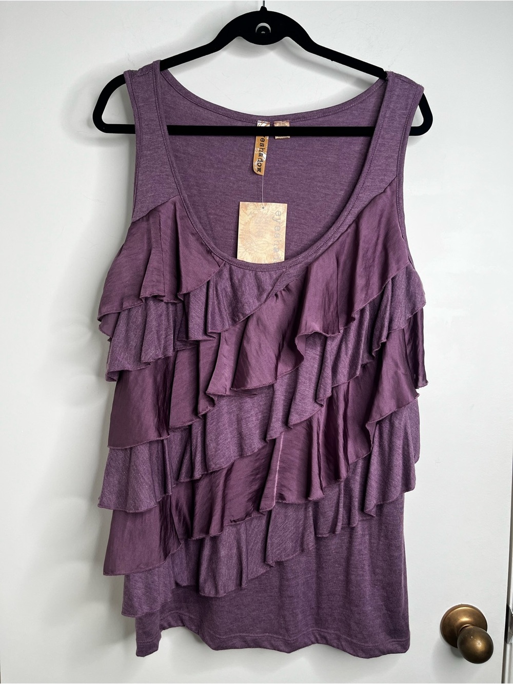 NWT Eyeshadow Y2k Plum Ruffled Tank Top Size 2X Feminine Flowy Boho Fairy